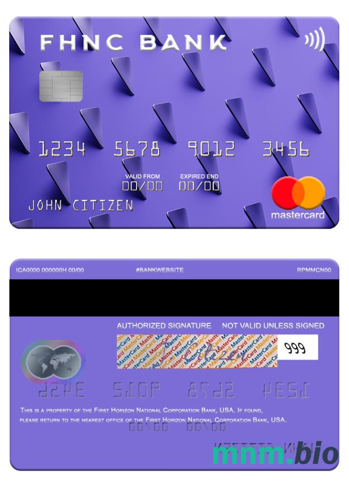 USA First Horizon National Corporation Bank przykład karty mastercard w formacie PSD
